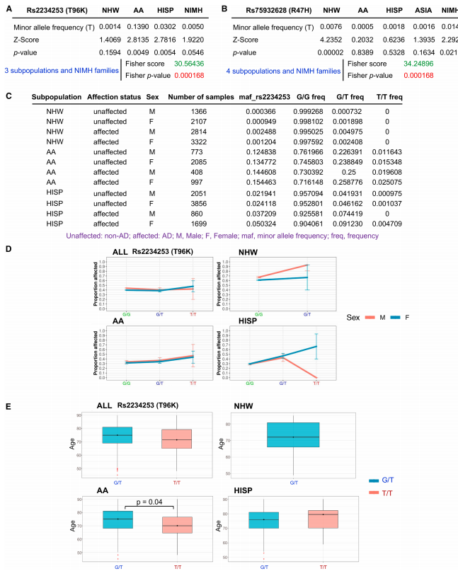 Genome-wide data reveal a significant association between the T96K mutation and AD risk